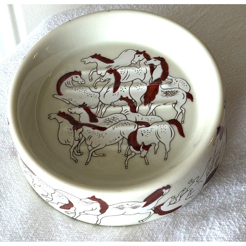 Vintage Takahashi Soap Dish Ivory "A Hundred Stallions" Horse Equestrian